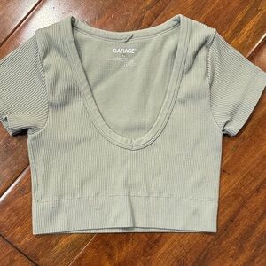 Garage Women's S Light Green/Sage Ribbed Crop Top